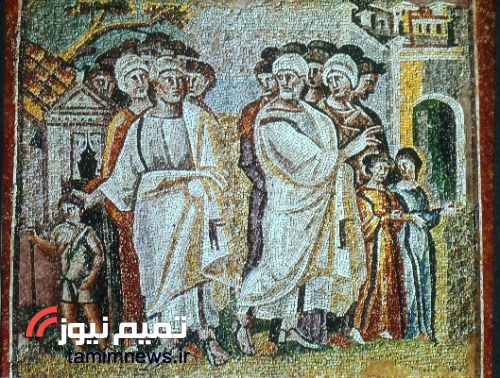 موزاییک کاری جدا شدن لوط و ابراهیم