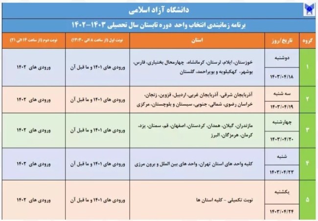 زمان ثبت نام ترم تابستان ۱۴۰۳ دانشگاه آزاد